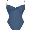 Aruba diepblauw gerimpeld badpak