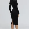 Asha zwarte fluwelen midi-jurk