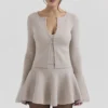 Aster Biscuit wollen kasjmier vest met lange mouwen