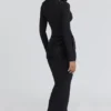 Athena Zwarte Maxi-jurk met lange mouwen van crêpe jersey
