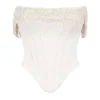 Aubrie Vintage crèmekleurig satijnkorset met versieringen