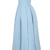 Audrey Toscaans blauwe strapless midi-zomerjurk