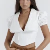 Augusta witte top met plooitjes