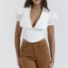 Augusta witte top met plooitjes
