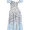 Austen Bluebell midi-jurk met bloemenkant