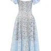 Austen Bluebell midi-jurk met bloemenkant