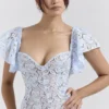 Austen Bluebell midi-jurk met bloemenkant