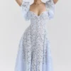 Austen Bluebell midi-jurk met bloemenkant