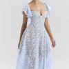 Austen Bluebell midi-jurk met bloemenkant