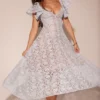 Austen Bluebell midi-jurk met bloemenkant