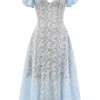 Austen Bluebell midi-jurk met bloemenkant