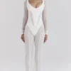 Avalon witte mesh broek met hoge taille