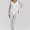 Avalon witte mesh broek met hoge taille
