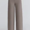 Avery Taupe wollen broek met wijde pijpen