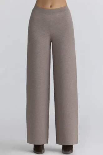 Avery Taupe wollen broek met wijde pijpen