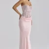 Ayana Roze Kanten + Satijnen Maxi-Korsetten-Jurk