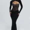 Ayana zwarte kanten maxi-jurk + Bolero’s