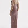 Azalea zachtroze fluwelen midi-jurk