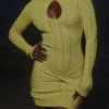 Aziza Pistachio mini-jurk met lange mouwen