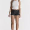 Azora zwarte veganistische leren micro-minishort