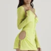 Baby Lime Chiffon Halter Mini Jurk