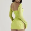 Baby Lime Chiffon Halter Mini Jurk