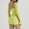 Baby Lime Chiffon Halter Mini Jurk
