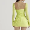 Baby Lime Chiffon Halter Mini Jurk