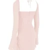 Baby Pink Quartz Chiffon Cutout Halter Mini Jurk