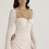 Baby Pink Quartz Chiffon Cutout Halter Mini Jurk