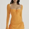 Baby Tangerine Chiffon Halter Mini-jurk