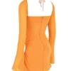 Baby Tangerine Chiffon Halter Mini-jurk