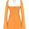 Baby Tangerine Chiffon Halter Mini-jurk