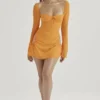 Baby Tangerine Chiffon Halter Mini-jurk