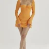 Baby Tangerine Chiffon Halter Mini-jurk
