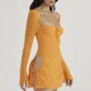 Baby Tangerine Chiffon Halter Mini-jurk