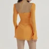 Baby Tangerine Chiffon Halter Mini-jurk