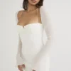Babydoll ivoorkleurige chiffon halter mini-jurk