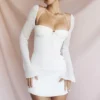 Babydoll ivoorkleurige chiffon halter mini-jurk