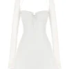 Babydoll ivoorkleurige chiffon halter mini-jurk