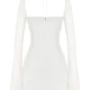 Babydoll ivoorkleurige chiffon halter mini-jurk