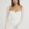 Babydoll ivoorkleurige chiffon halter mini-jurk