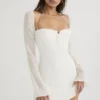 Babydoll ivoorkleurige chiffon halter mini-jurk