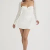 Babydoll ivoorkleurige chiffon halter mini-jurk