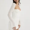 Babydoll ivoorkleurige chiffon halter mini-jurk
