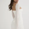 Babydoll ivoorkleurige chiffon halter mini-jurk