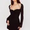 BabyDoll Zwarte chiffon halter mini-jurk