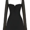 BabyDoll Zwarte chiffon halter mini-jurk