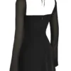 BabyDoll Zwarte chiffon halter mini-jurk