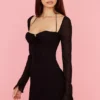 BabyDoll Zwarte chiffon halter mini-jurk